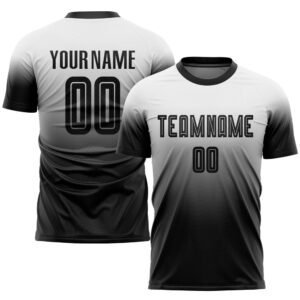 White Black Sublimation Fade Fashion Soccer Uniform…