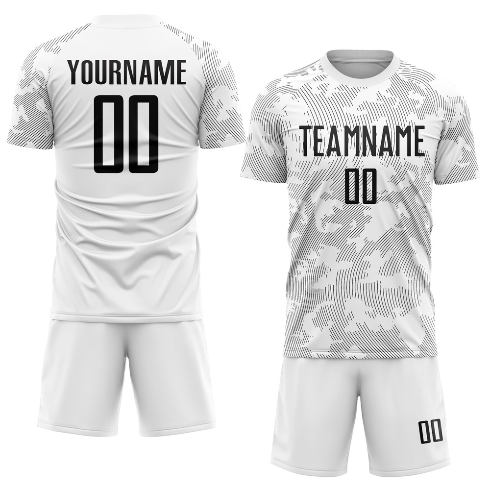 White Black Sublimation Soccer Uniform Jersey, Custom Team Soccer Jersey Shirt White Black Sublimation Soccer Uniform Jersey, Custom Team Soccer Jersey Shirt