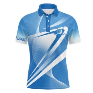 White Blue Custom Name Men’s Golf Polo…