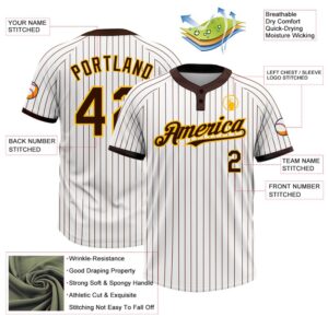 White Brown Pinstripe Gold Two Button Unisex Softball Jersey Custom Team Softball Jersey 3 txglhe.jpg