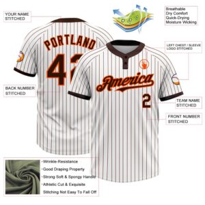 White Brown Pinstripe Orange Two Button Unisex Softball Jersey Custom Team Softball Jersey 3 fexrez.jpg