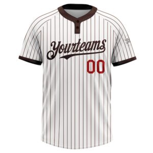 White Brown Pinstripe Red Two Button Unisex Softball Jersey Custom Team Softball Jersey 2 k820vp.jpg