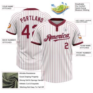 White Crimosn Pinstripe Gray Two Button Unisex Softball Jersey Custom Team Softball Jersey 3 tb6ufn.jpg