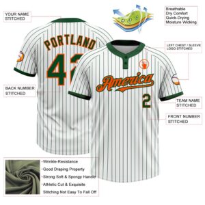 White Green Pinstripe Orange Two Button Unisex Softball Jersey Custom Team Softball Jersey 3 y5hyo3.jpg