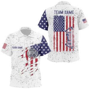 White Grunge US Flag Target Archery Polo…