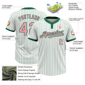 White Kelly Green Pinstripe Medium Pink Two Button Unisex Softball Jersey Custom Team Softball Jersey 3 ox3zod.jpg