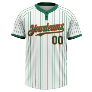 White Kelly Green Pinstripe Orange Two Button Unisex Softball Jersey Custom Team Softball Jersey 2 plrl0c.jpg