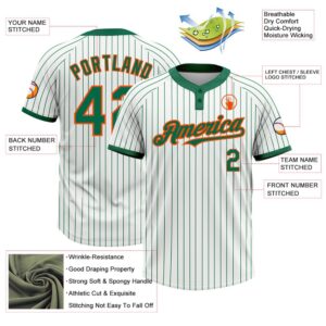 White Kelly Green Pinstripe Orange Two Button Unisex Softball Jersey Custom Team Softball Jersey 3 atkbpb.jpg