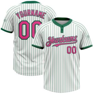 White Kelly Green Pinstripe Pink Two Button…