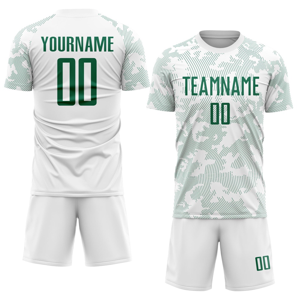 White Kelly Green Sublimation Soccer Uniform Jersey, Custom Team Soccer Jersey Shirt White Kelly Green Sublimation Soccer Uniform Jersey, Custom Team Soccer Jersey Shirt