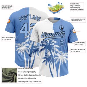 White Light Blue Black 3D Pattern Hawaii Coconut Trees Two Button Unisex Softball Jersey Custom Team Softball Jersey 3 bsndft.jpg