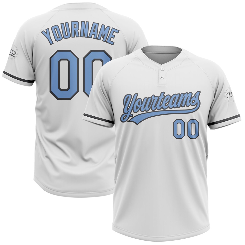 White Light Blue Steel Gray Two Button Unisex Softball Jersey, Custom Team Softball Jersey White Light Blue Steel Gray Two Button Unisex Softball Jersey, Custom Team Softball Jersey