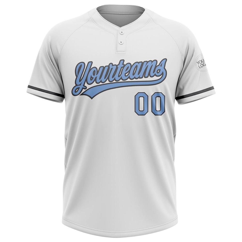 White Light Blue Steel Gray Two Button Unisex Softball Jersey, Custom Team Softball Jersey White Light Blue Steel Gray Two Button Unisex Softball Jersey, Custom Team Softball Jersey