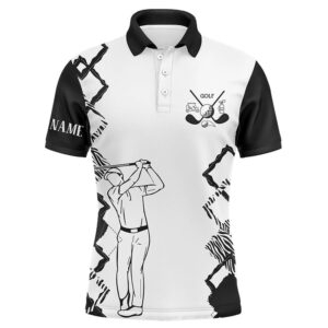 White Men’s Golf Polo Shirt Custom Golf…