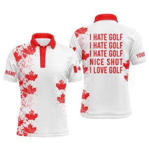 White Men’s Golf Polo Shirts Canadian Flag…