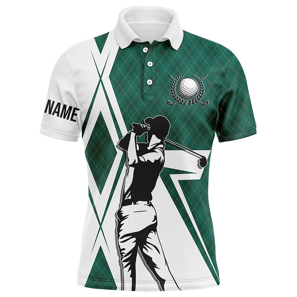 White Men’s Golf Polo Shirts Custom Green Argyle Pattern Golf Shirts For Men For Men’s, Golf Polo Shirt, Golf Shirts White Men’s Golf Polo Shirts Custom Green Argyle Pattern Golf Shirts For Men For Men’s, Golf Polo Shirt, Golf Shirts