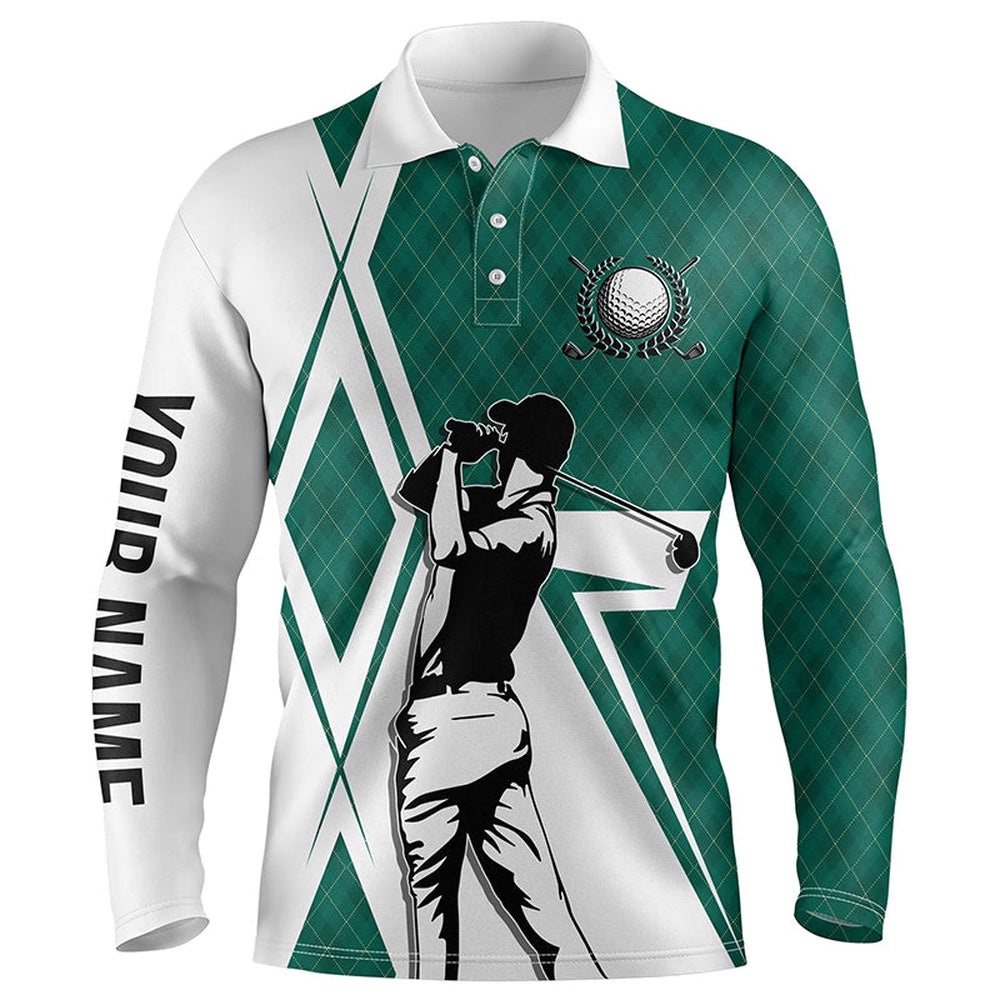 White Men’s Golf Polo Shirts Custom Green Argyle Pattern Golf Shirts For Men For Men’s, Golf Polo Shirt, Golf Shirts White Men’s Golf Polo Shirts Custom Green Argyle Pattern Golf Shirts For Men For Men’s, Golf Polo Shirt, Golf Shirts