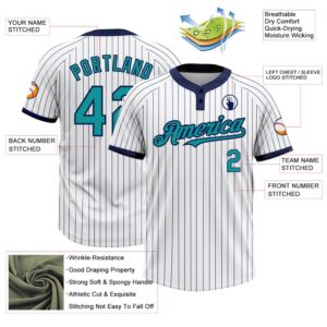 White Navy Pinstripe Teal Two Button Unisex Softball Jersey Custom Team Softball Jersey 3 jdpwad.jpg