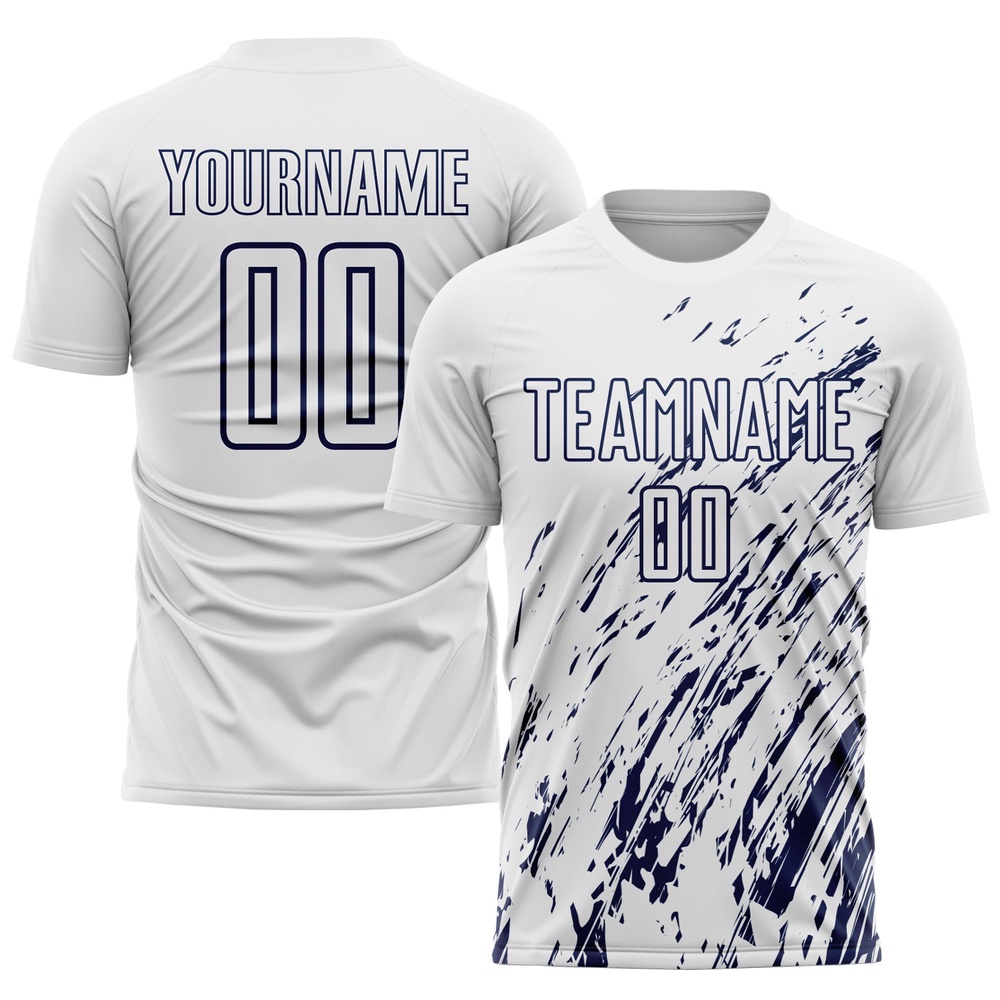 White Navy Sublimation Soccer Uniform Jersey, Custom Team Soccer Jersey Shirt