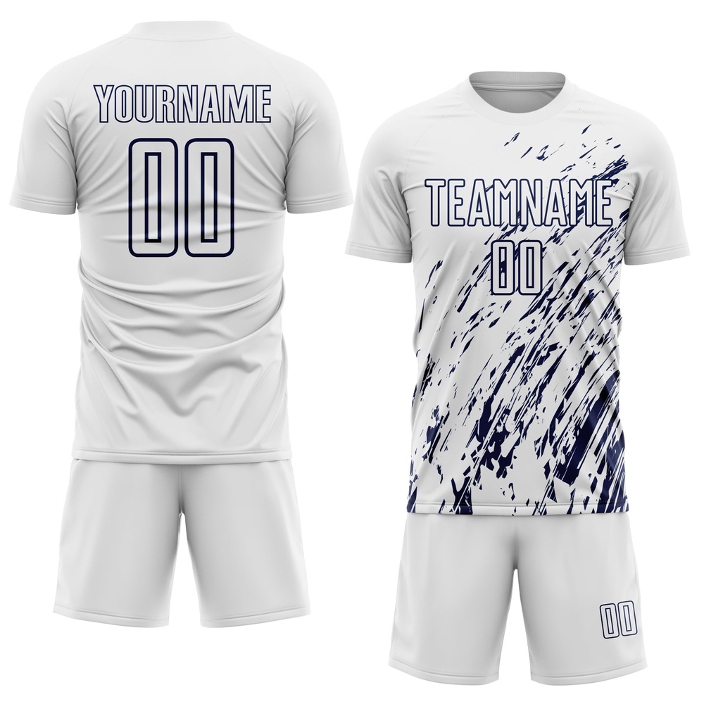 White Navy Sublimation Soccer Uniform Jersey, Custom Team Soccer Jersey Shirt