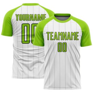 White Neon Green Black Pinstripe Sublimation Soccer…
