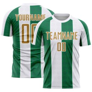 White Old Gold Kelly Green Sublimation Soccer…