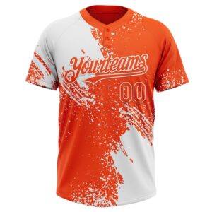 White Orange 3D Pattern Abstract Brush Stroke Two Button Unisex Softball Jersey Custom Team Softball Jersey 2 iysqek.jpg