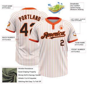 White Orange Pinstripe Black Two Button Unisex Softball Jersey Custom Team Softball Jersey 3 t5bqwn.jpg