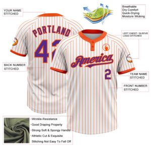 White Orange Pinstripe Purple Two Button Unisex Softball Jersey Custom Team Softball Jersey 3 ecbmgm.jpg