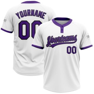 White Purple Black Two Button Unisex Softball…