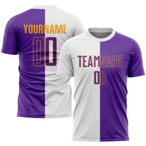 White Purple Gold Sublimation Split Fashion Soccer…