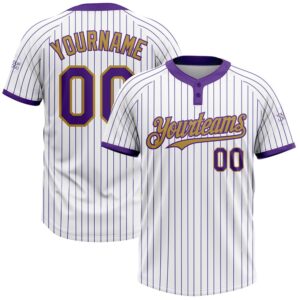 White Purple Pinstripe Old Gold Two Button…
