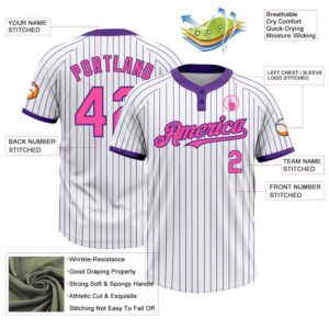 White Purple Pinstripe Pink Two Button Unisex Softball Jersey Custom Team Softball Jersey 3 d50513.jpg