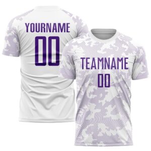 White Purple Sublimation Soccer Uniform Jersey, Custom…
