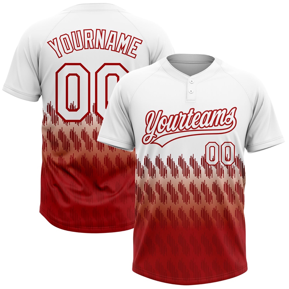 White Red 3D Pattern Lines Two Button Unisex Softball Jersey, Custom Team Softball Jersey White Red 3D Pattern Lines Two Button Unisex Softball Jersey, Custom Team Softball Jersey