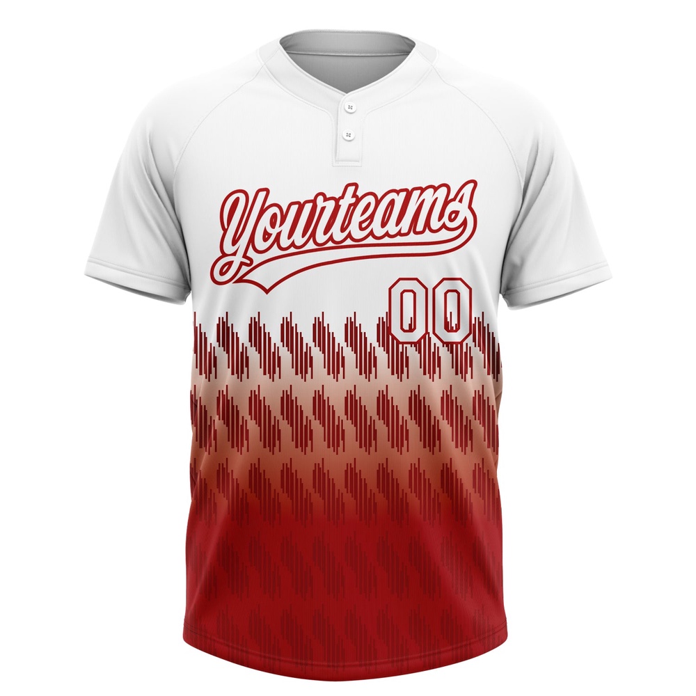 White Red 3D Pattern Lines Two Button Unisex Softball Jersey, Custom Team Softball Jersey White Red 3D Pattern Lines Two Button Unisex Softball Jersey, Custom Team Softball Jersey
