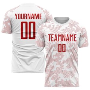 White Red Sublimation Soccer Uniform Jersey, Custom…