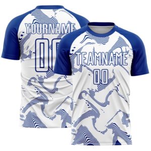 White Royal Curve Lines Sublimation Soccer Uniform…