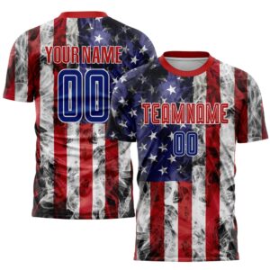 White Royal Red American Flag Fashion Sublimation…