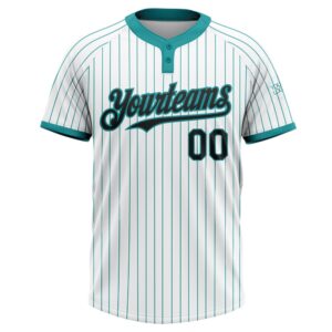 White Teal Pinstripe Black Two Button Unisex Softball Jersey Custom Team Softball Jersey 2 f2xea2.jpg