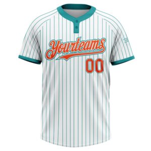 White Teal Pinstripe Orange Two Button Unisex Softball Jersey Custom Team Softball Jersey 2 pfnjrl.jpg