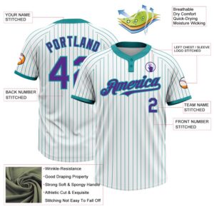 White Teal Pinstripe Purple Two Button Unisex Softball Jersey Custom Team Softball Jersey 3 gc8zyr.jpg