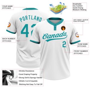 White Teal Two Button Unisex Softball Jersey Custom Team Softball Jersey 3 soahbw.jpg