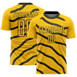 Yellow Black Lines And Dots Sublimation Soccer…