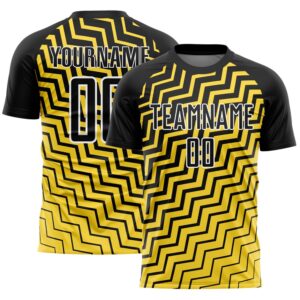 Yellow Black White Geometric Lines Sublimation Soccer…