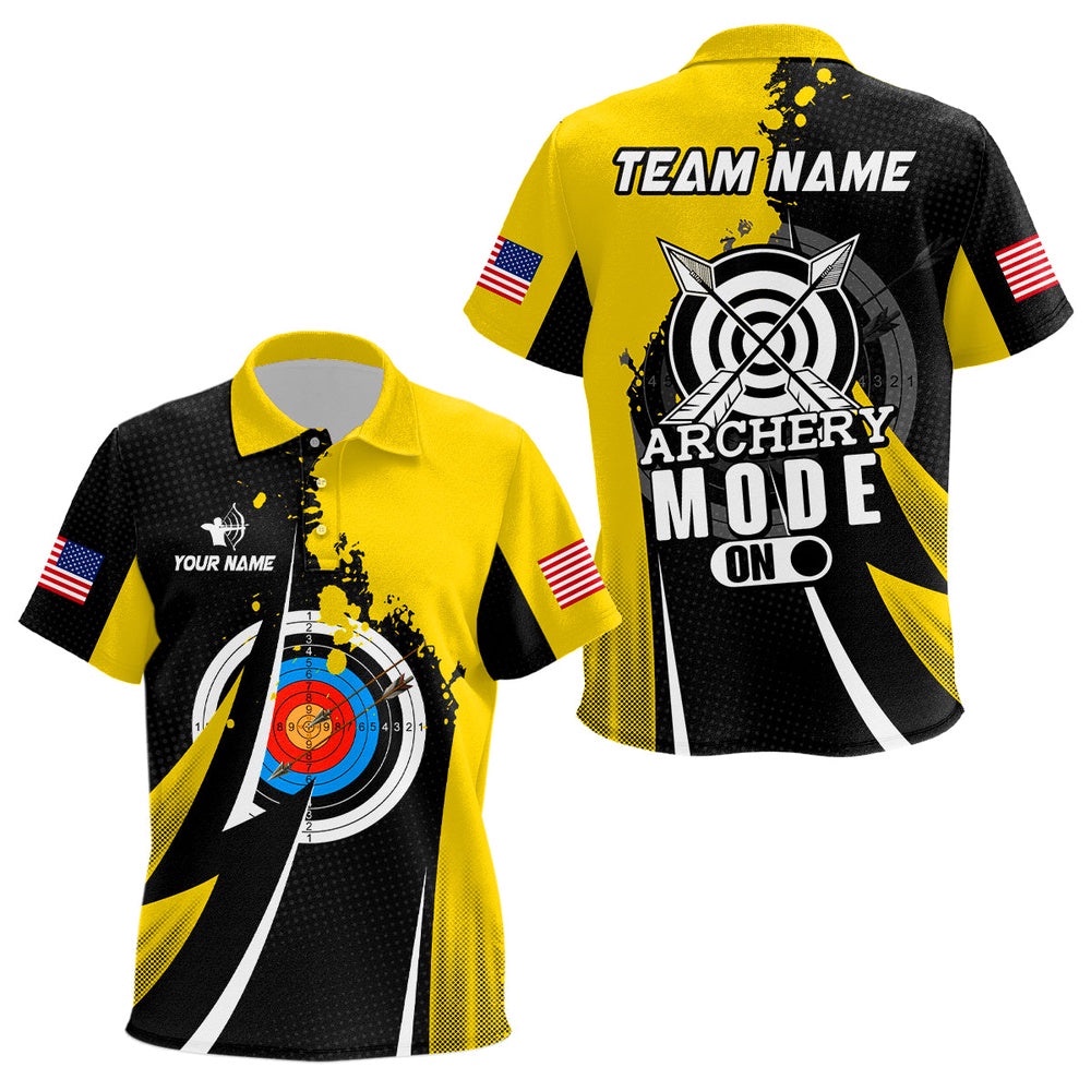 Yellow Polo Archery Mode On Polo Shirts Custom Archery Polo Team Shirts, Custom Archery Team Polo Shirt Yellow Polo Archery Mode On Polo Shirts Custom Archery Polo Team Shirts, Custom Archery Team Polo Shirt