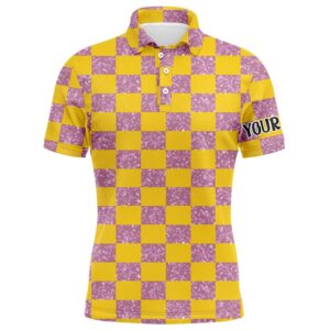 Yellow Purple Twinkle Checkered Plaid Men’s Golf…