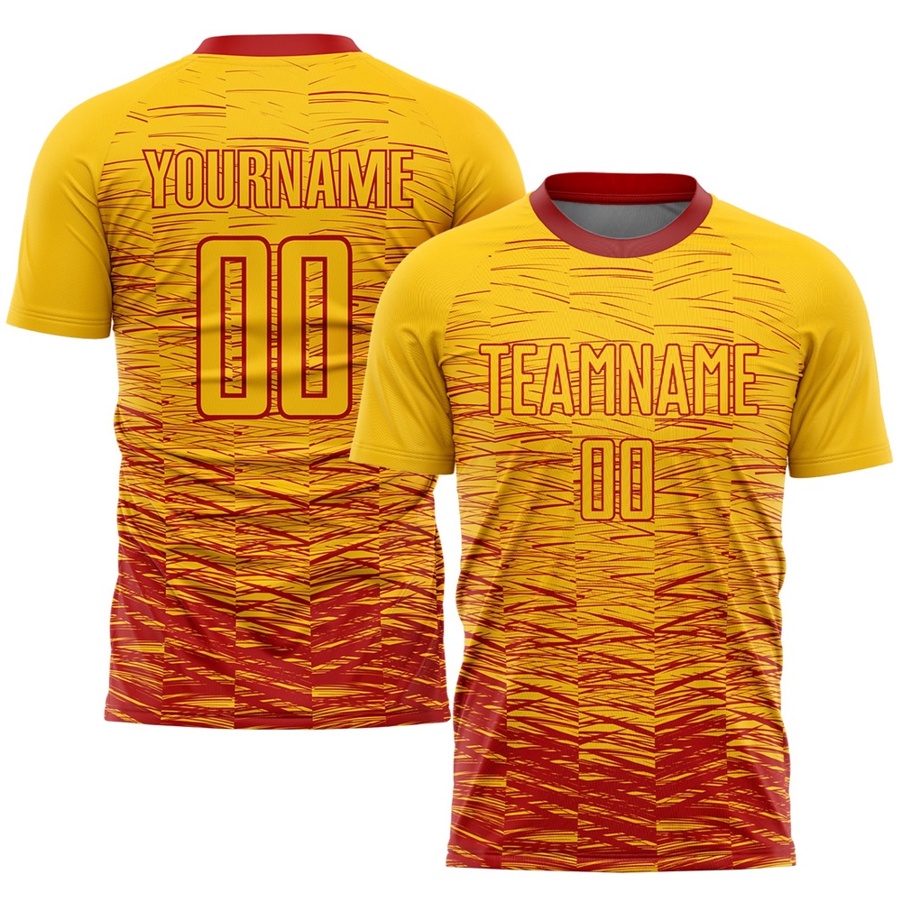 Yellow Red Sublimation Soccer Uniform Jersey, Custom Team Soccer Jersey Shirt