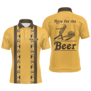 Yellow Retro Bowling Polo Shirts For Men…