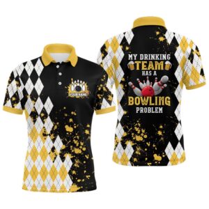 Yellow Retro Bowling Polo Shirts For Men…